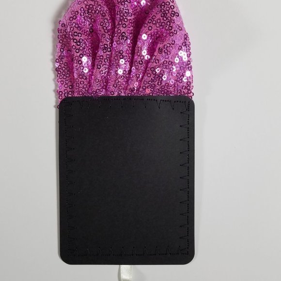 Men's Hot Pink Sequin Pre-Folded Pocket Square Insert - Fan Design - Picture 4 of 5